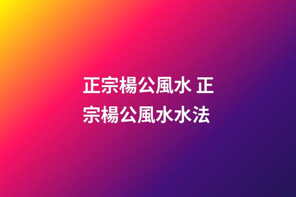 正宗楊公風水 正宗楊公風水水法